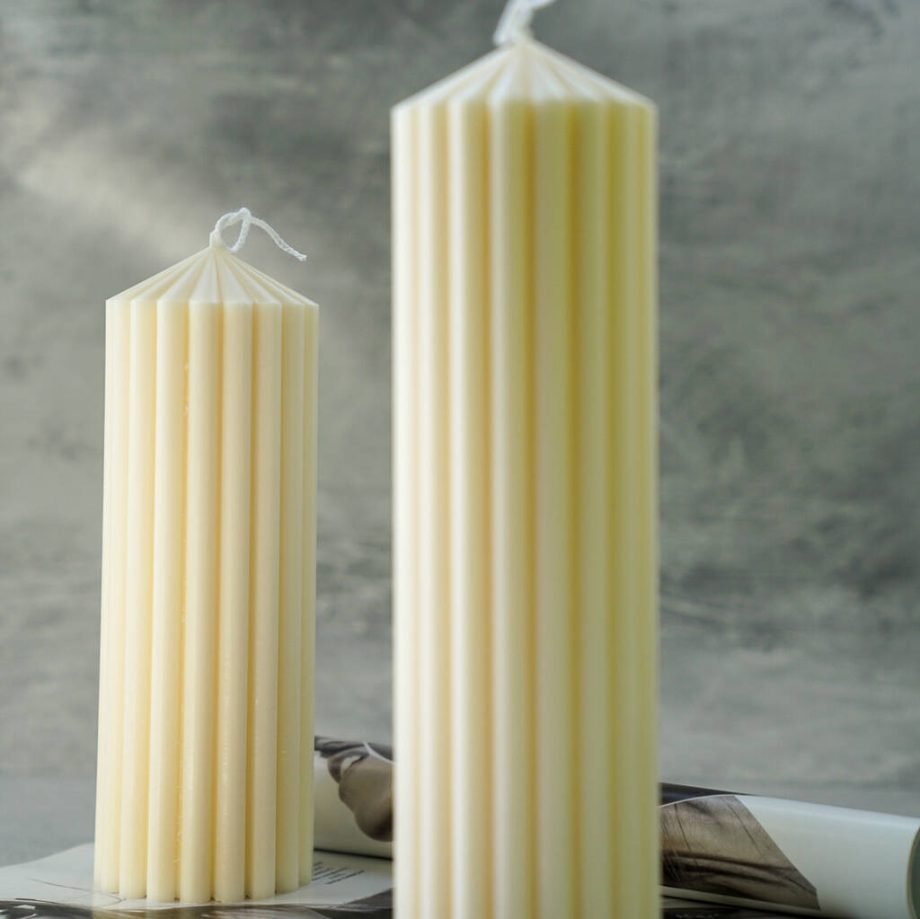 Scented Ribbed Pillar Candle