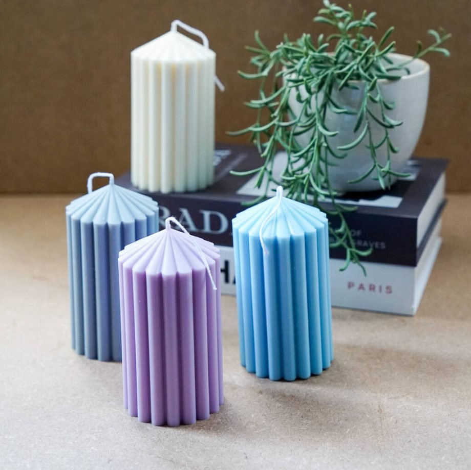 Scented Ribbed Pillar Candle